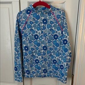 Floral Blue and White swim top